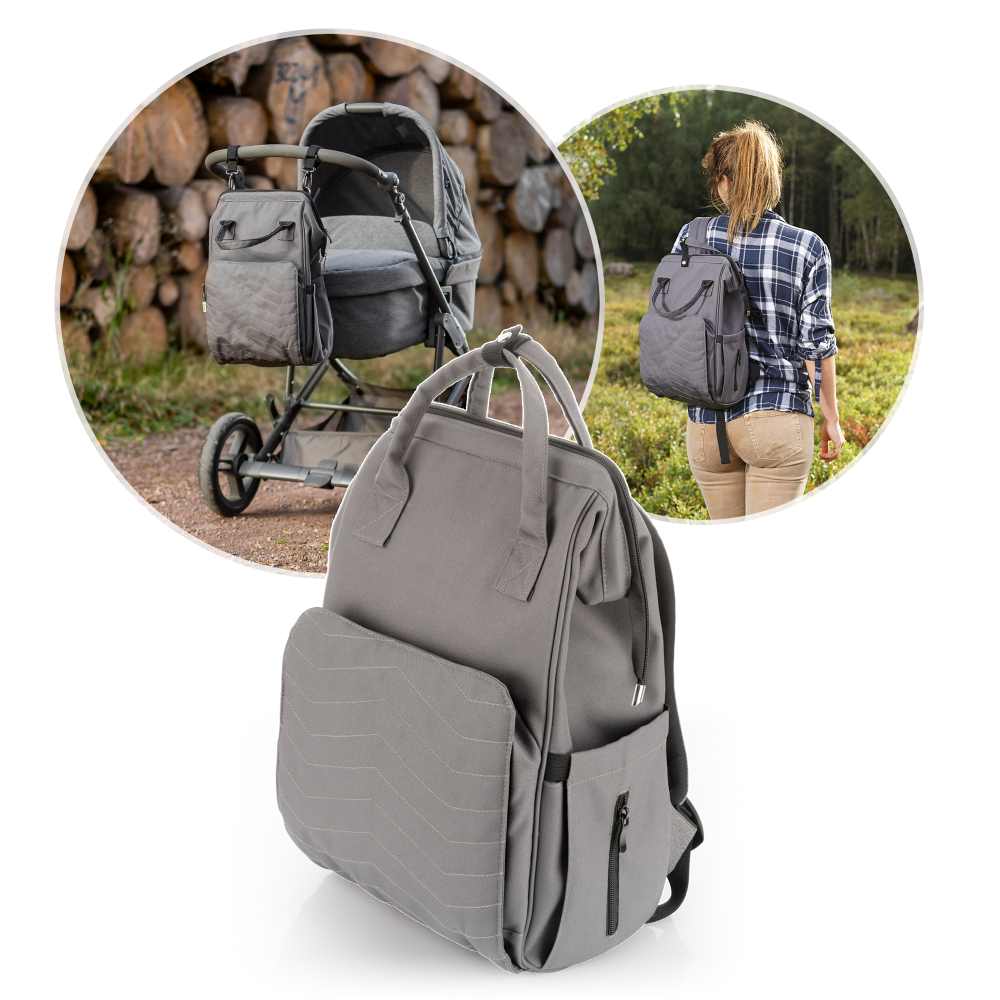 Growing baby-changing backpack made of 21 PET bottles
