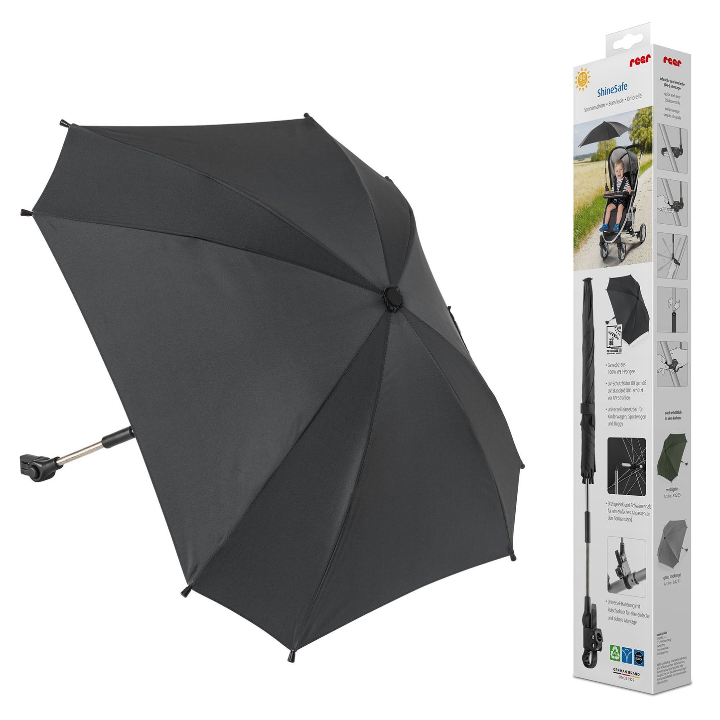 ShineSafe Sonnenschirm, schwarz