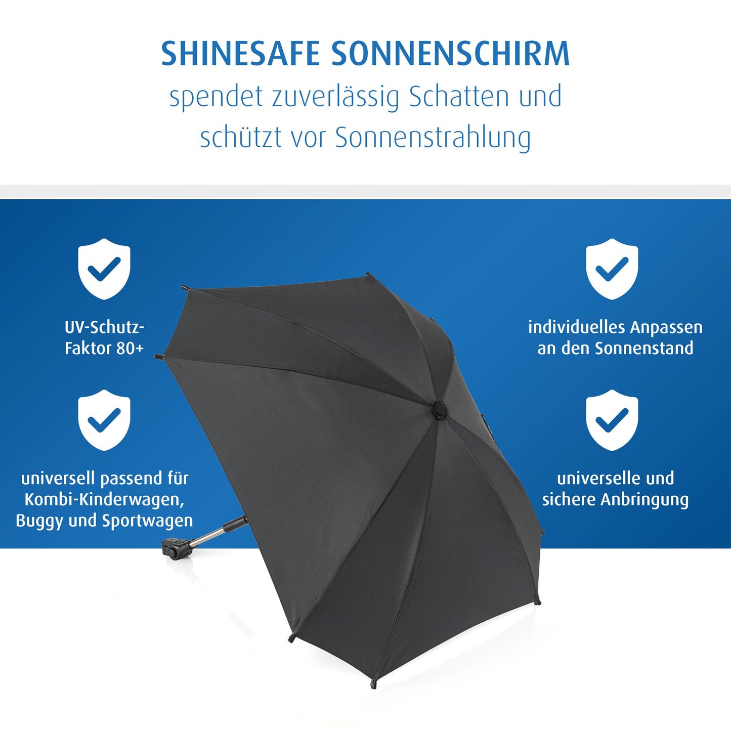 ShineSafe Sonnenschirm, schwarz