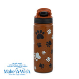Stainless steel vacuum travel bottle with straw "We Care", Paw Prints 500ml