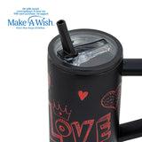 Stainless steel thermos tumbler with plastic straw "We Care", Love 900ml