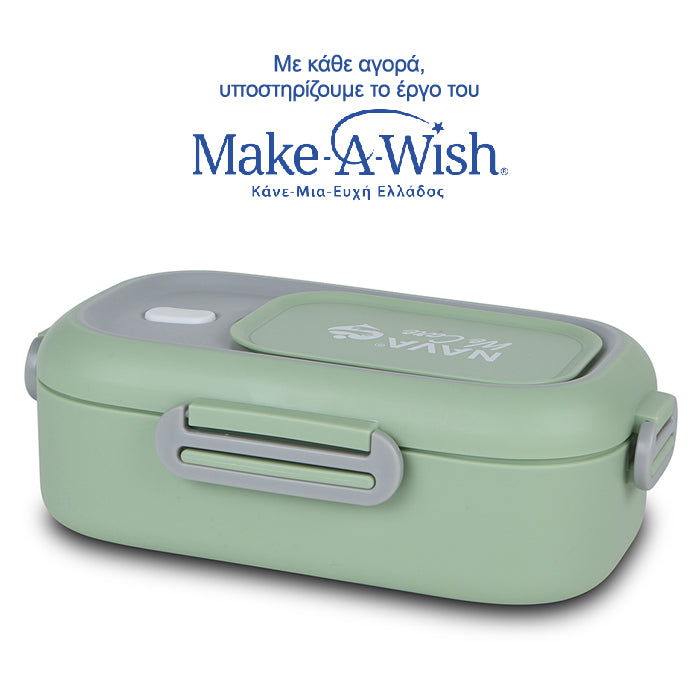Rectangular stainless steel lunch box "We Care", green 800ml