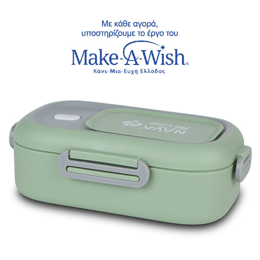 Rectangular stainless steel lunch box "We Care", green 800ml