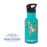 Stainless steel vacuum travel bottle "We Care", turquoise 350ml