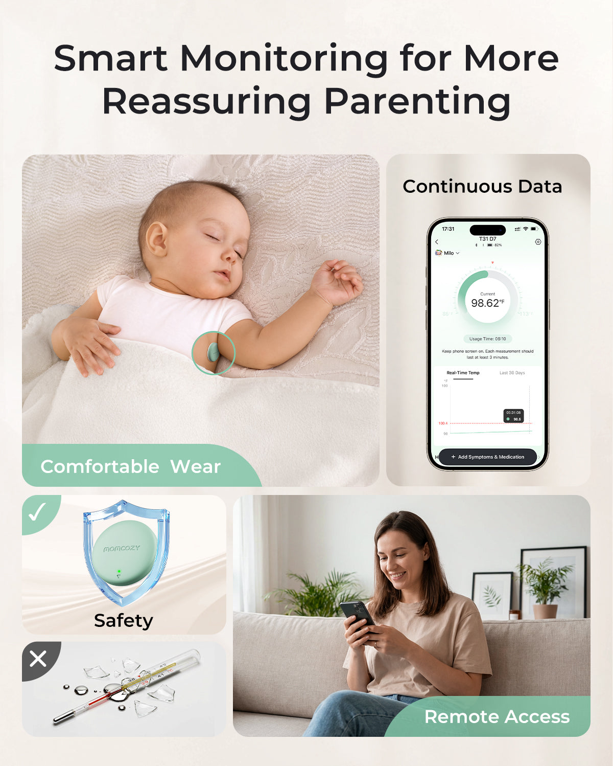 Momcozy Smart Baby Thermometer – Medical-Grade Accuracy & Real-Time App Monitoring
