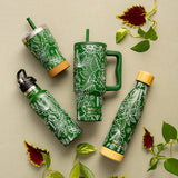 Stainless steel vacuum travel bottle with pouring lid "We Care", Sketch Floral 500ml