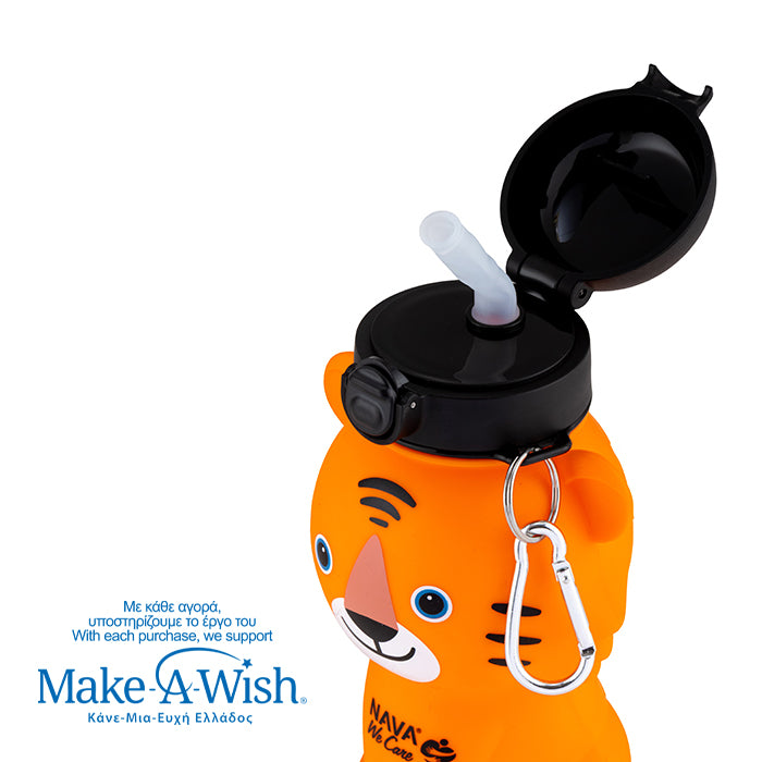 Silicon water bottle "We Care", tiger 600ml