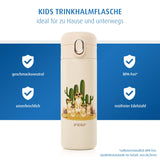 Kids drinking bottle with straw, 350ml, creamwhite