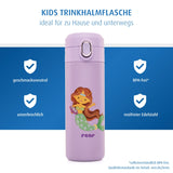 Kids drinking bottle with straw, 350ml, purple