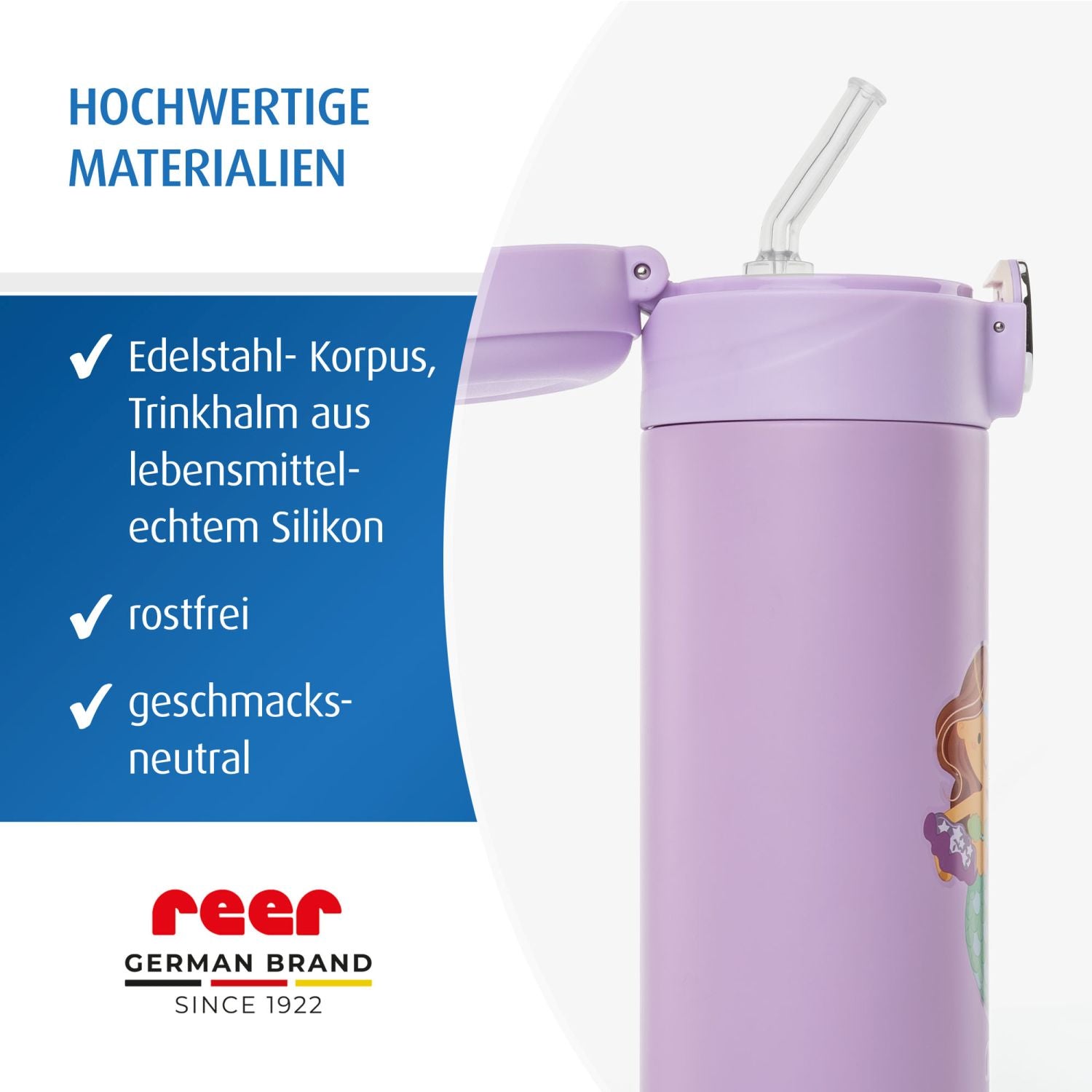 Kids drinking bottle with straw, 350ml, purple