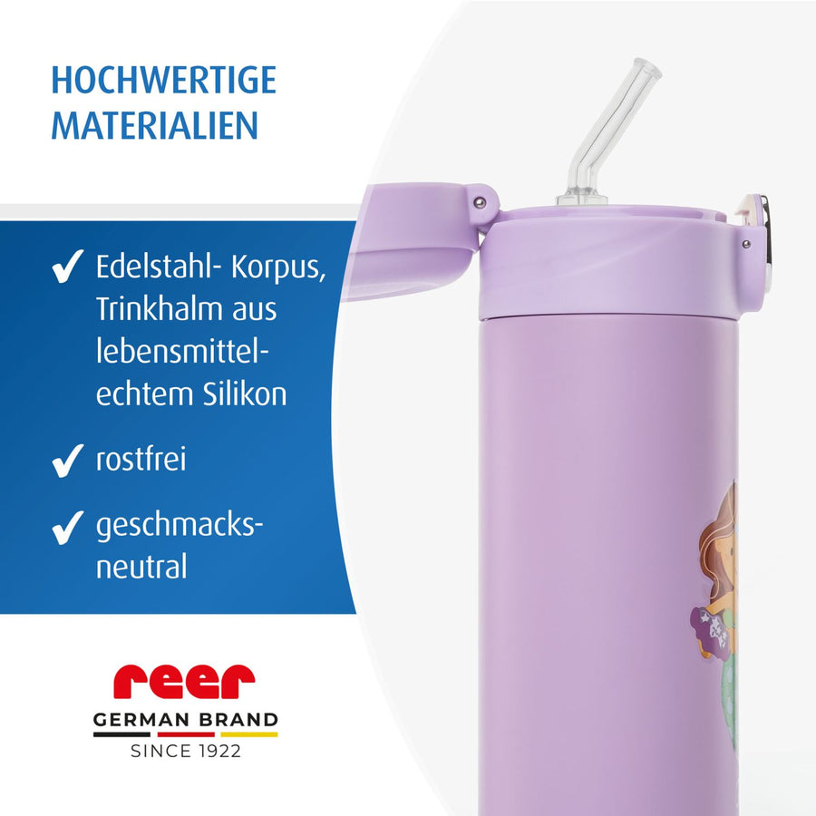 Kids drinking bottle with straw, 350ml, purple