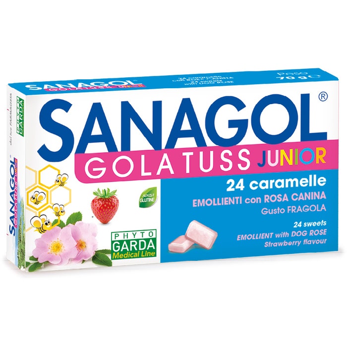 Sanagol Throat Tuss Junior Strawberry 24 Candies