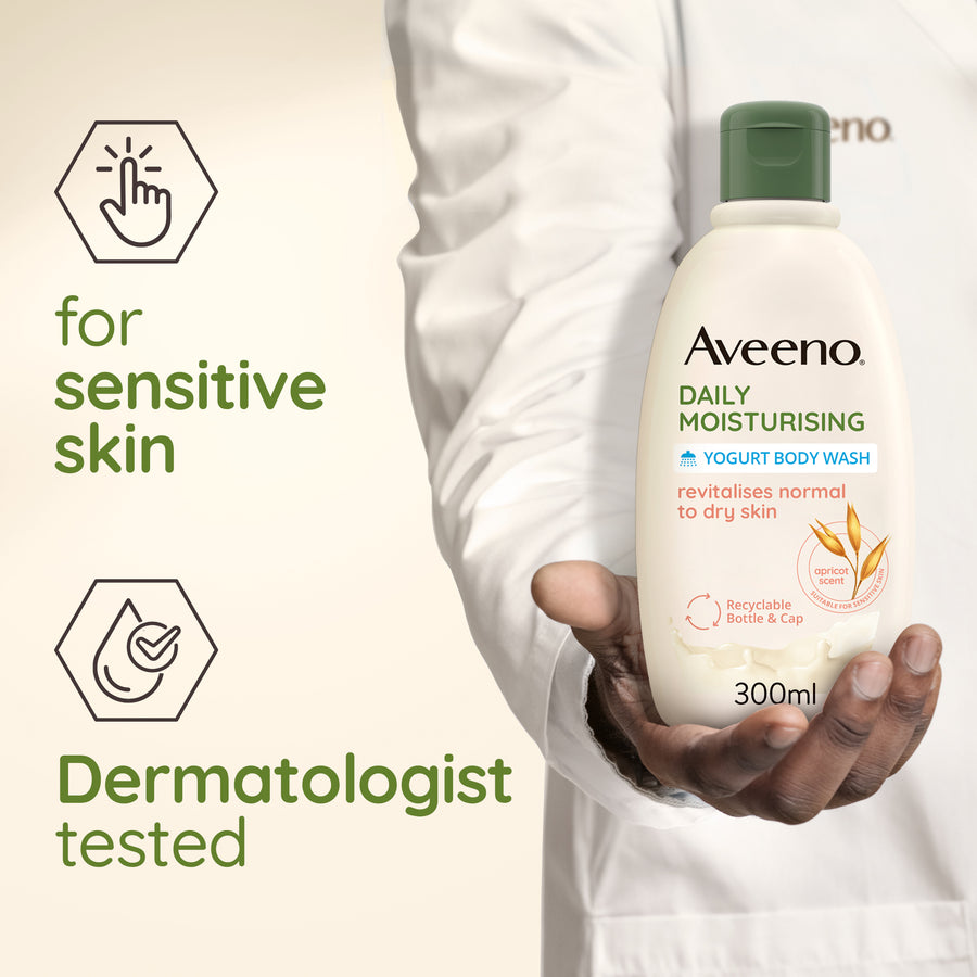 AVEENO® DAILY MOISTURISING YOGURT BODY WASH, APRICOT & HONEY SCENT 300 ML