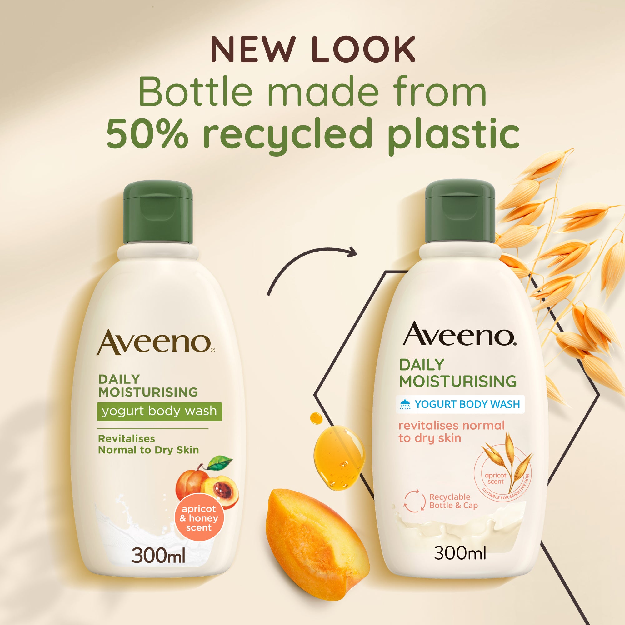 AVEENO® DAILY MOISTURISING YOGURT BODY WASH, APRICOT & HONEY SCENT