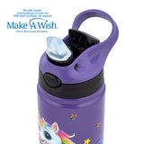 Stainless steel vacuum travel bottle with straw "We Care", Purple Unicorn 500ml