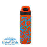 Stainless steel vacuum travel bottle with straw "We Care", Blue Print 500ml