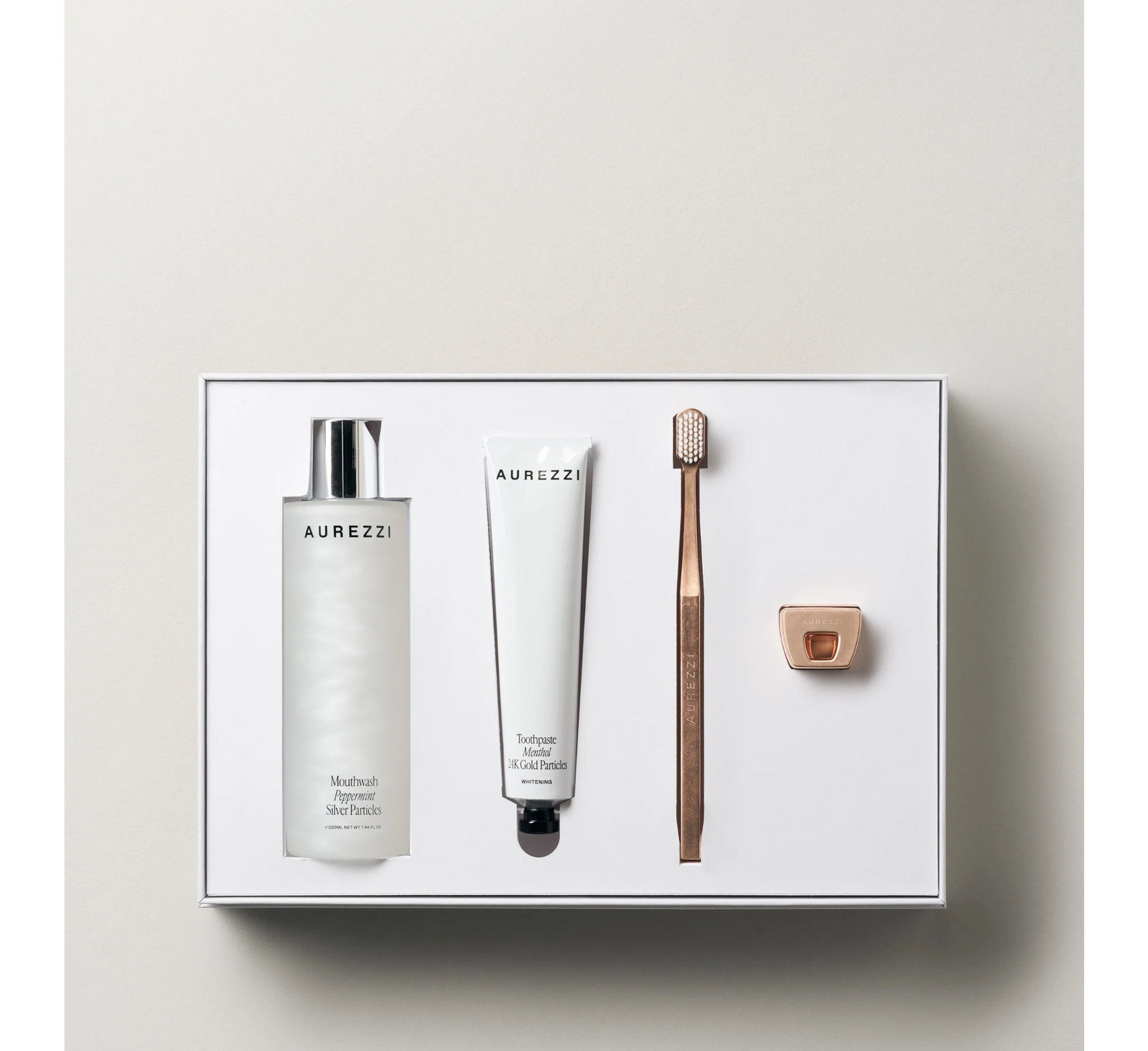 Aurezzi Gift Box The Rose Gold/White Set (soft bristles)