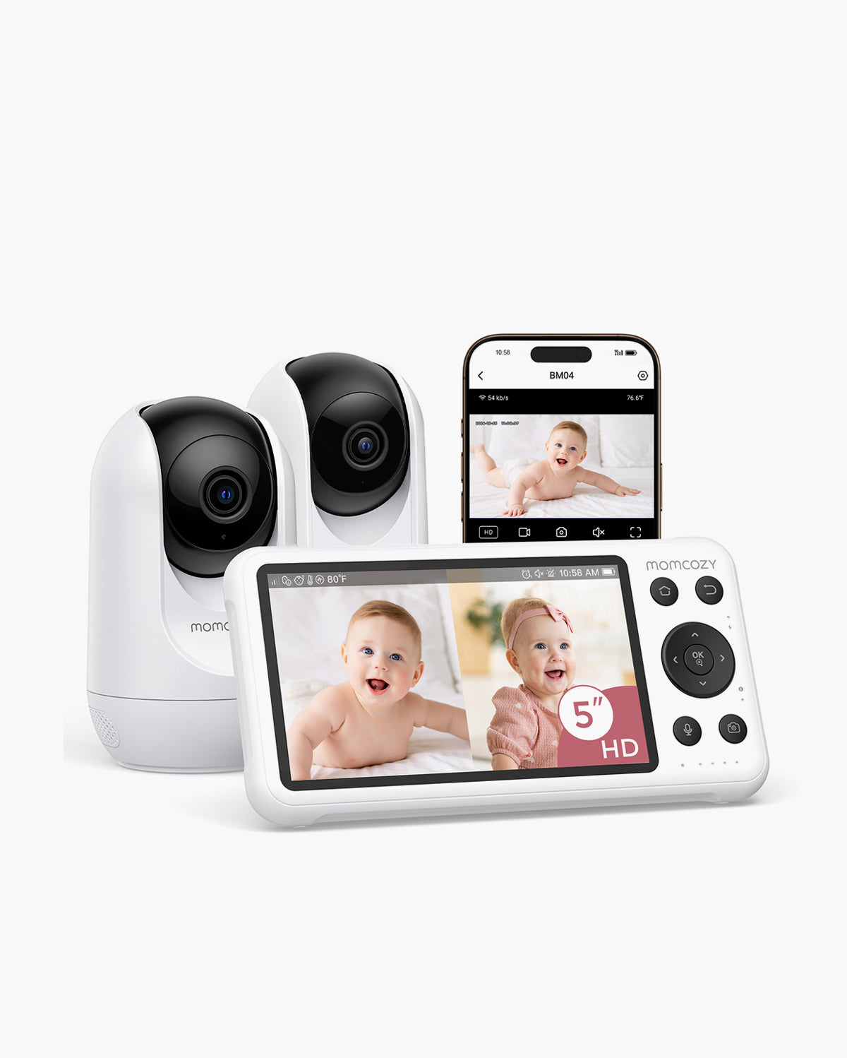 Momcozy 5-Inch Dual-mode Smart Baby Monitor with 2 Camera -BM04