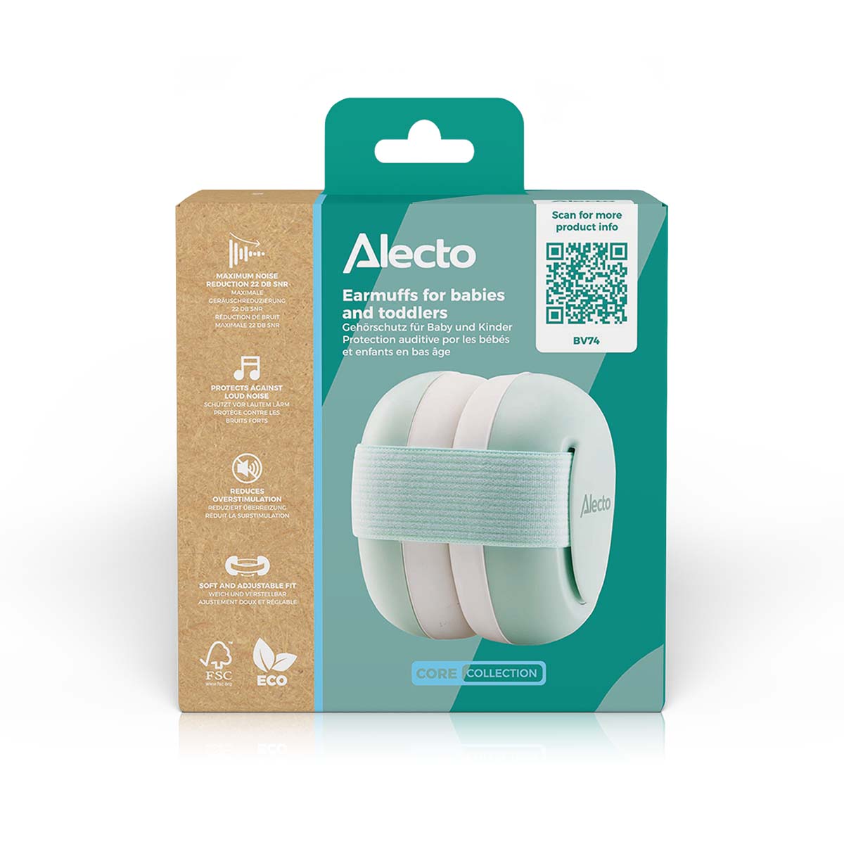 Alecto BV74 - Hearing protection for babies and toddlers - White/Mint green