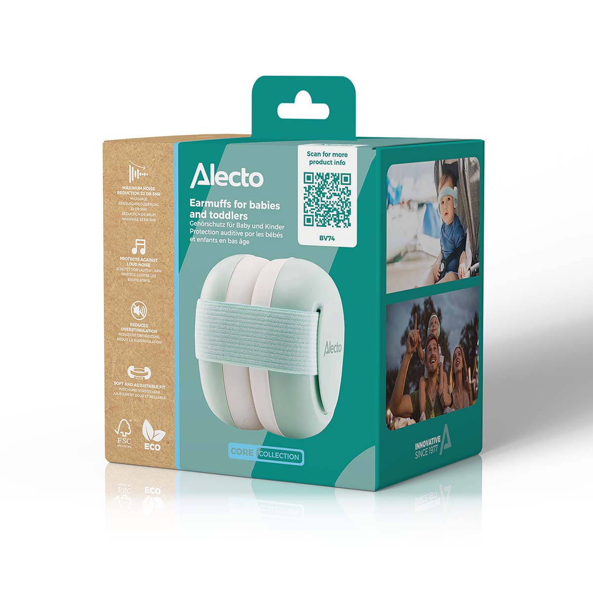 Alecto BV74 - Hearing protection for babies and toddlers - White/Mint green