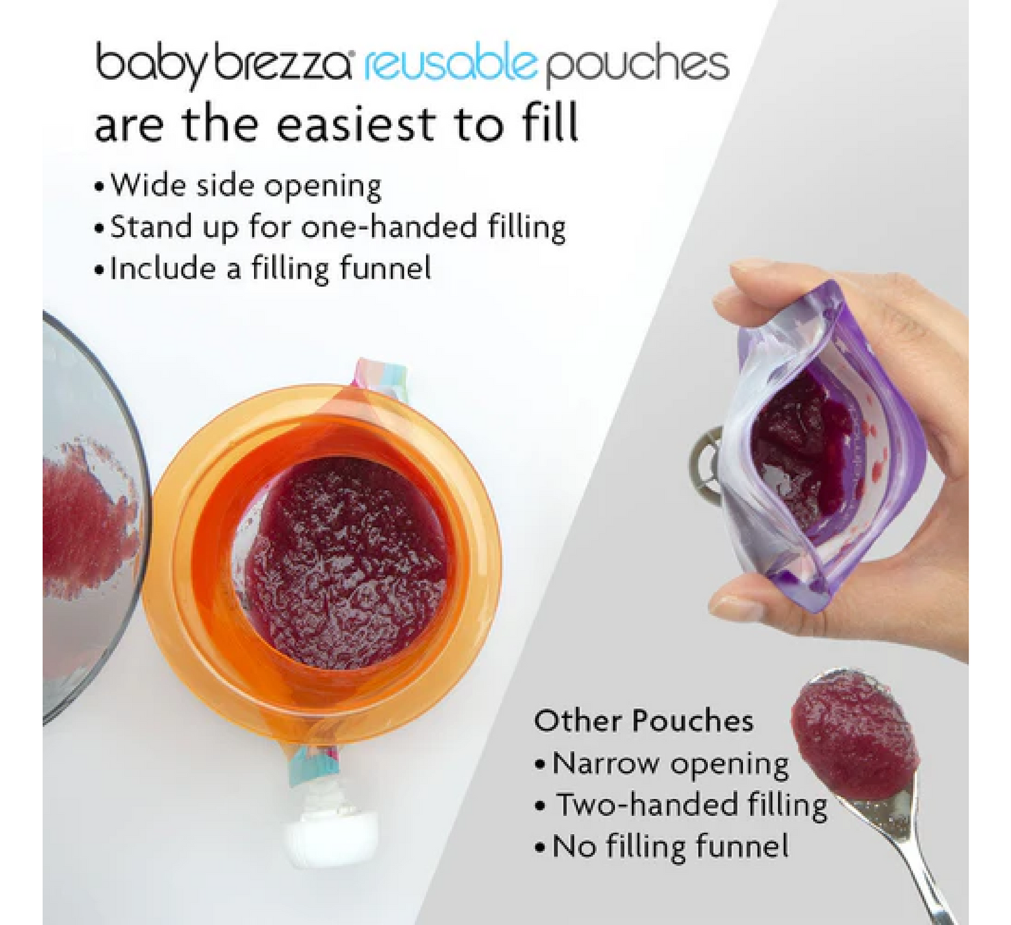 Baby Brezza Reusable Baby Food Pouches - 10 Pack