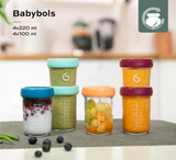 Babybols Glass Multiset (4 x 220 ml) + (4 x 100 ml) + Recipe Book