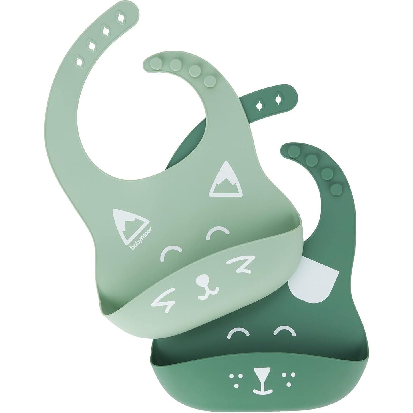 Babymoov BIB'ISY Set of 2 Silicone Bibs Green Age-  4 Months & Above