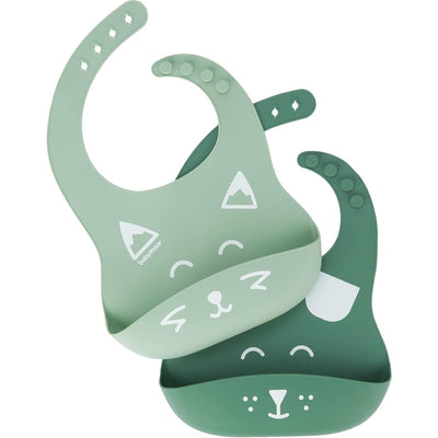 BIB'ISY Set of 2 Silicone Bibs Green 4 Months+