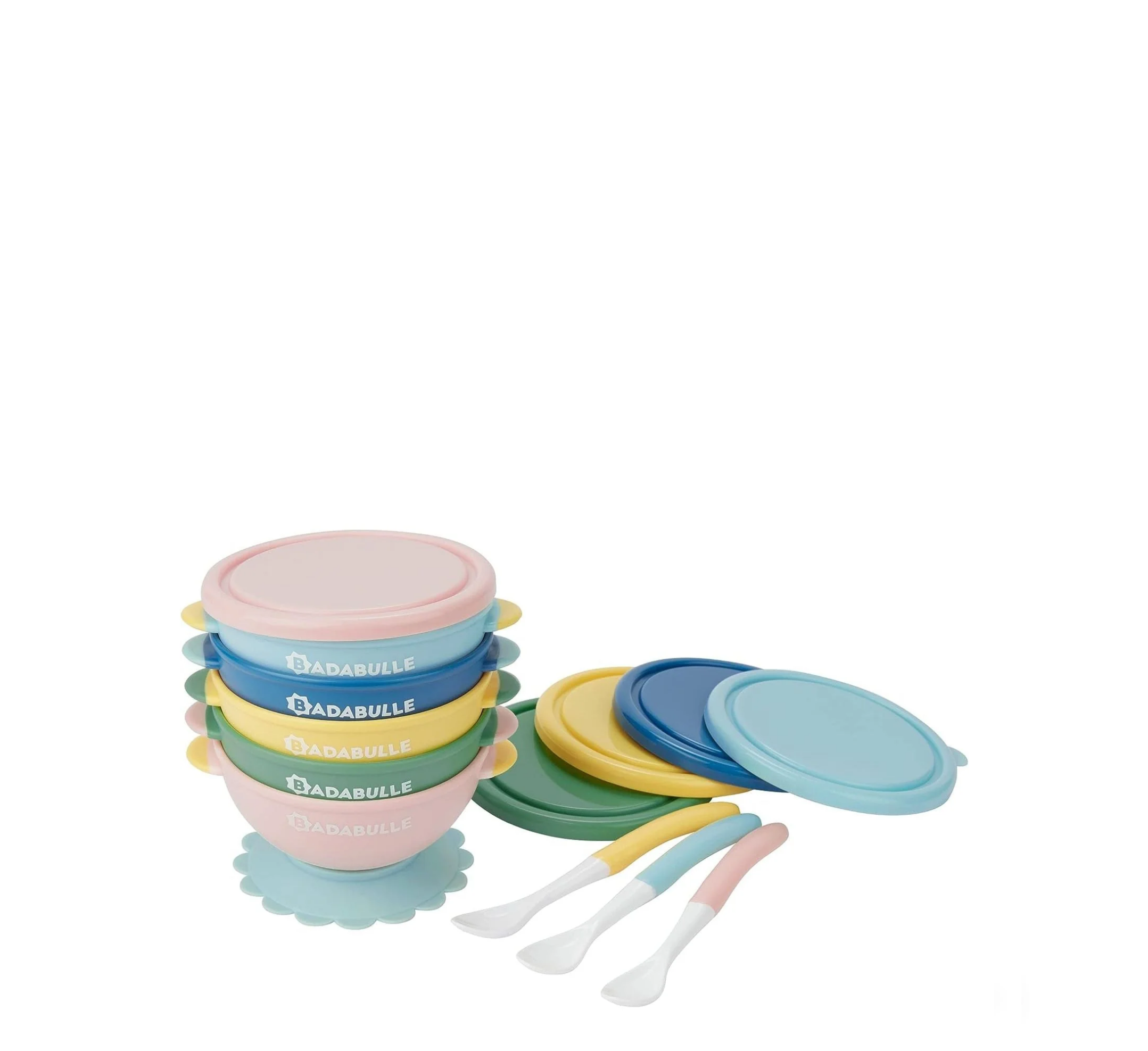 Badabulle Bundle 5 Funcolor Bowls + 3 Spoons (4 Months+)