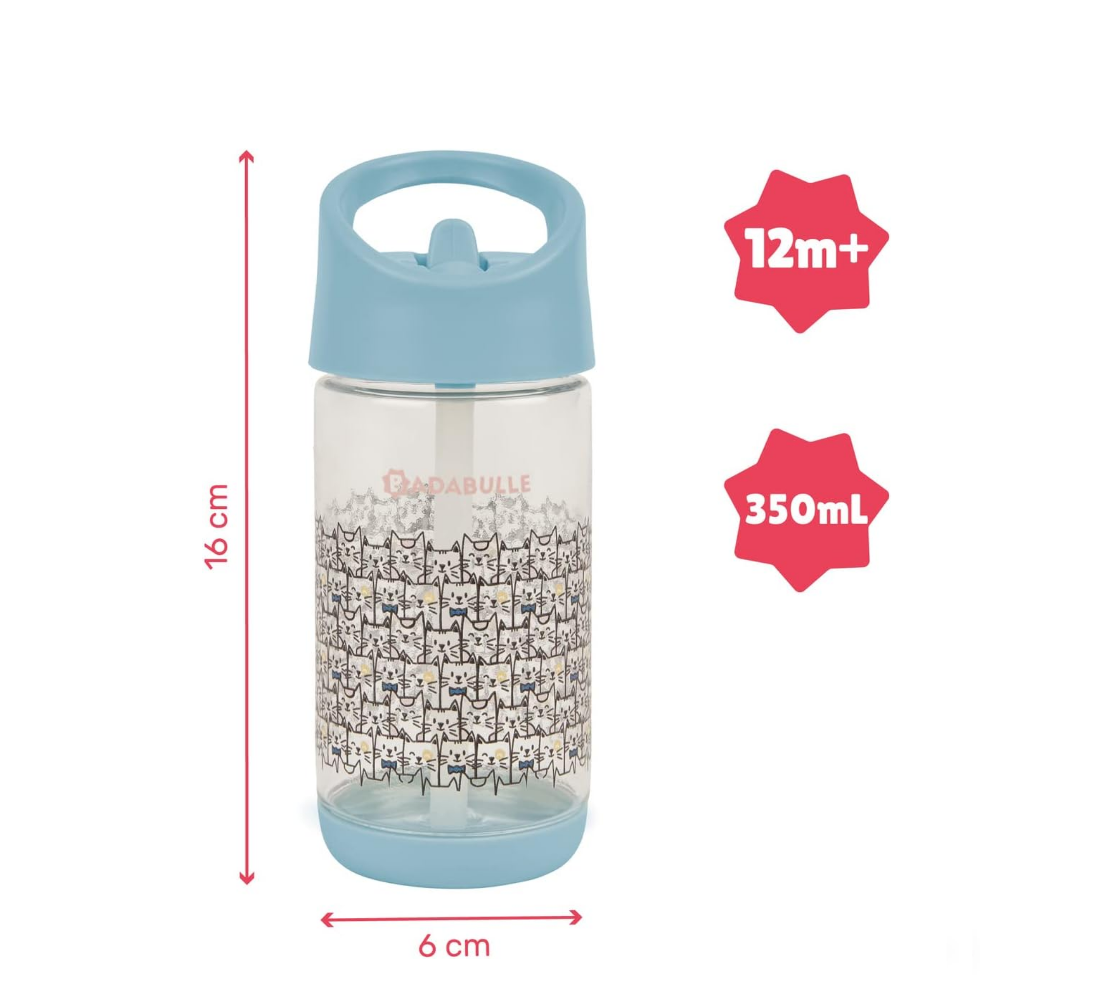 Badabulle Kids Straw Water Bottle 12Months+ *350ml