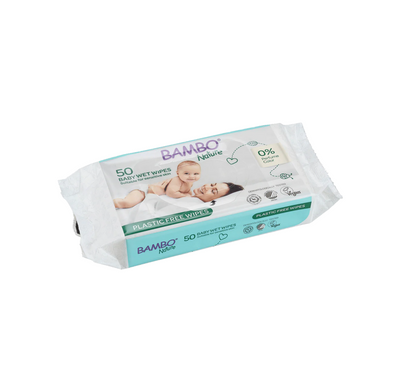 Влажни марамчиња без пластика Bambo Nature *50 парчиња