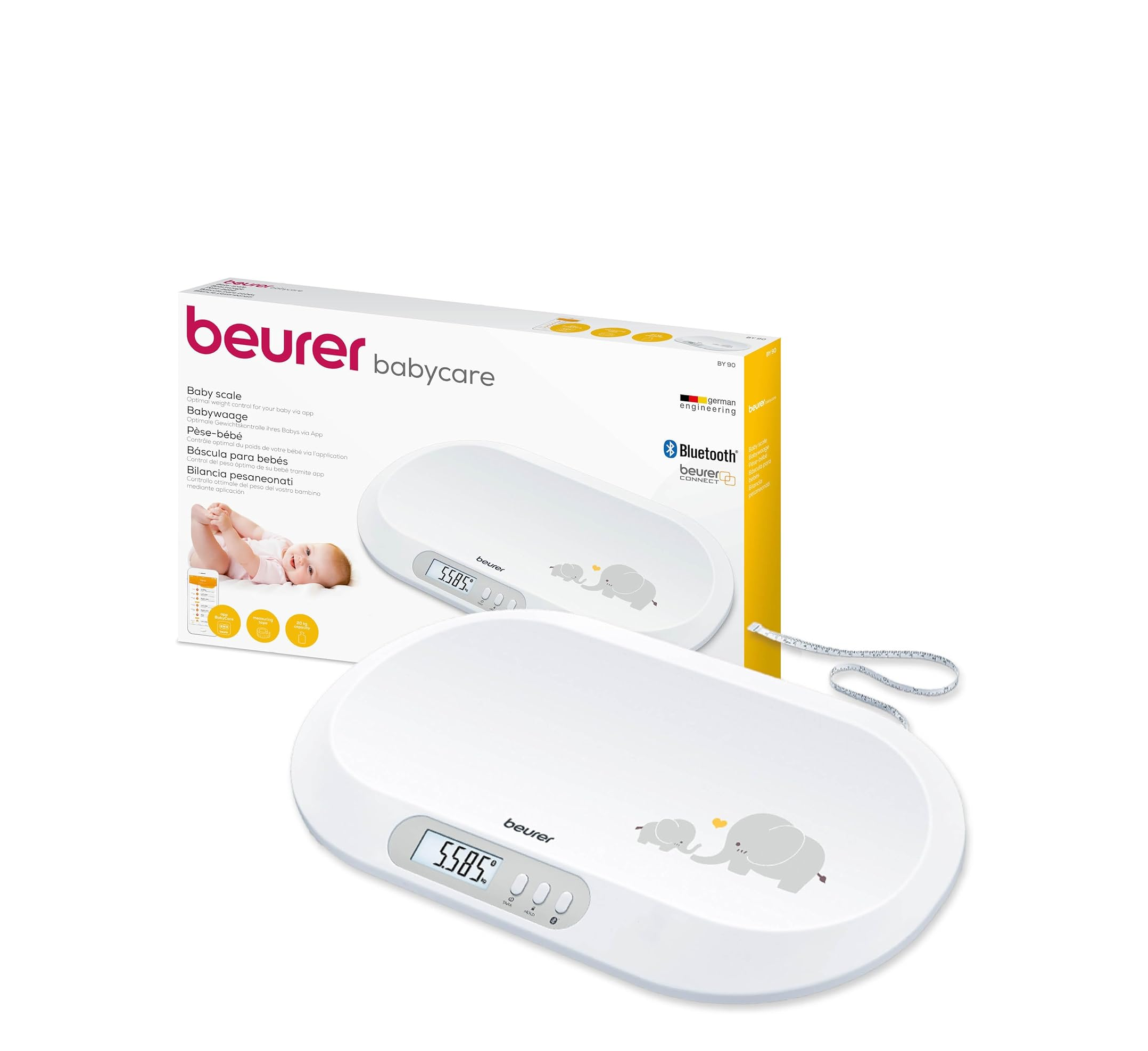 Beurer BY 90 Bluetooth Baby Scale with Integrated Tape Measure