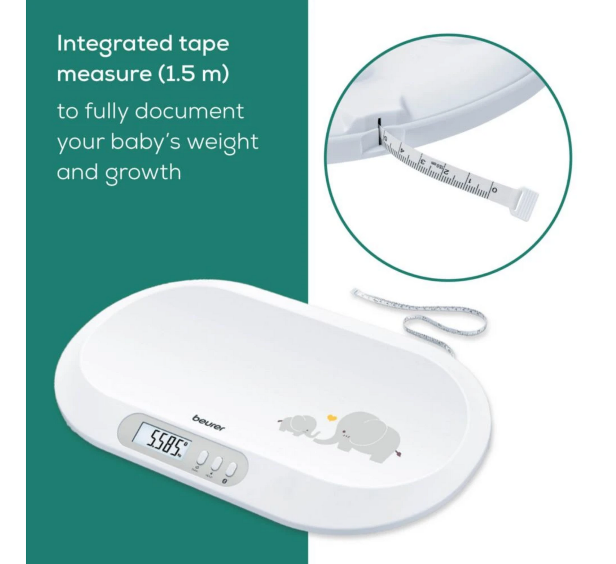 Beurer BY 90 Bluetooth Baby Scale with Integrated Tape Measure