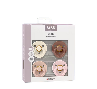 Bibs Colour Round Shape Size 1 Pacifiers - 4 Pack (0-6 Muajsh)