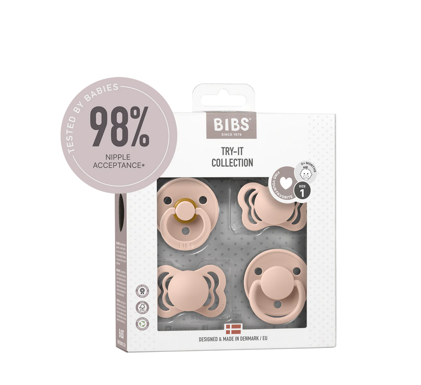 Bibs Try-it Collection Biberon Rrens Size 1 (0-6 muajsh)