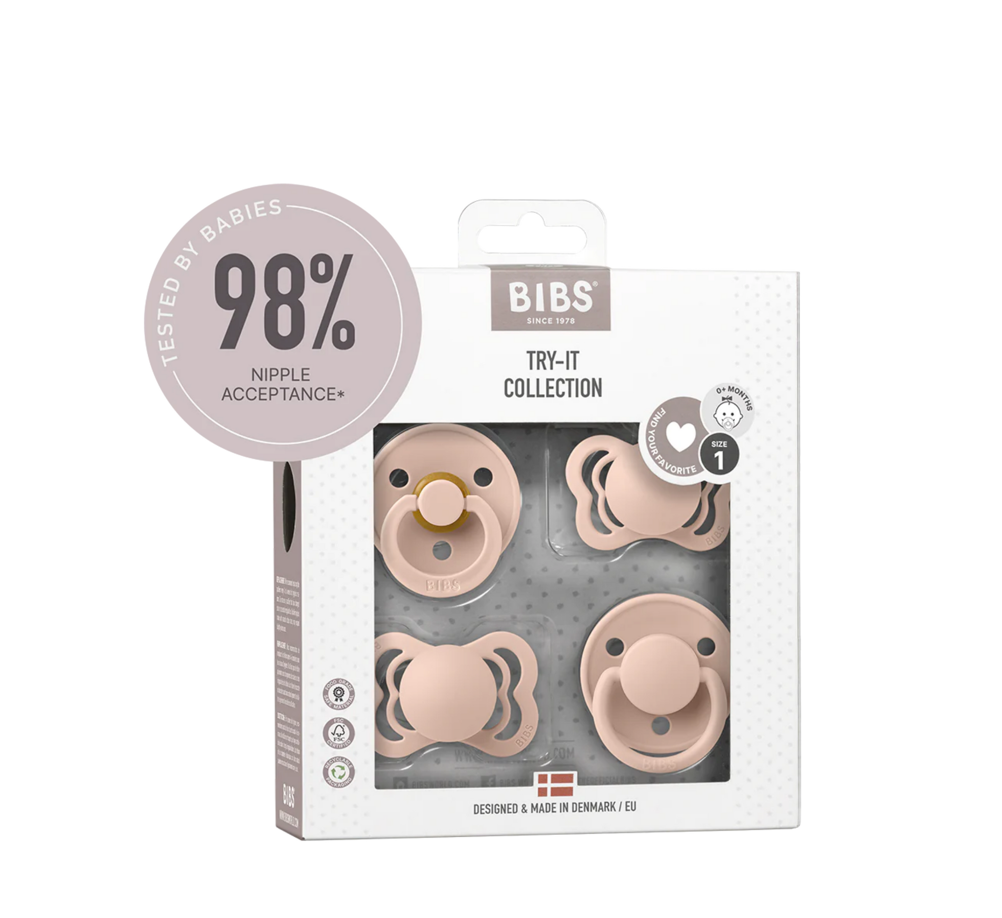 Bibs Try-it Collection Biberon Rrens Size 1 (0-6 muajsh)