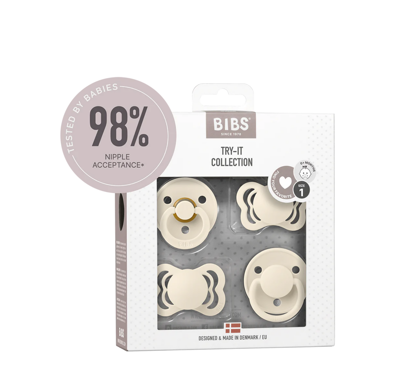 Bibs Try-it Collection Biberon Rrens Size 1 (0-6 muajsh)