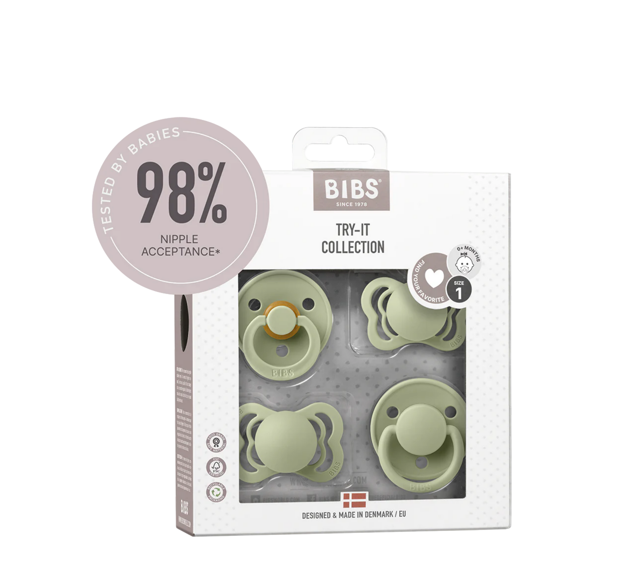 Bibs Try-it Collection Biberon Rrens Size 1 (0-6 muajsh)