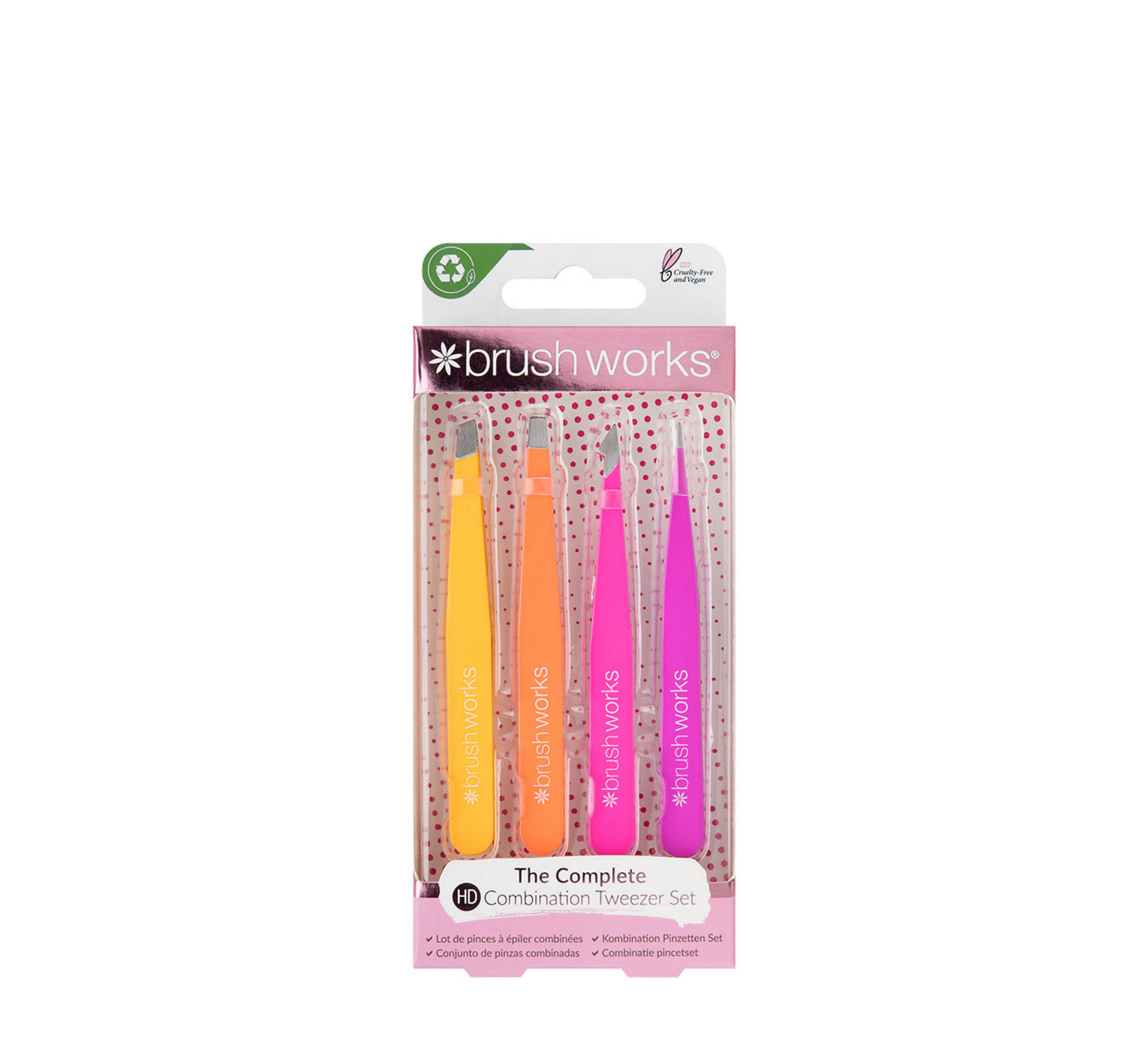 Brushworks 4 Piece Combination Tweezer Set