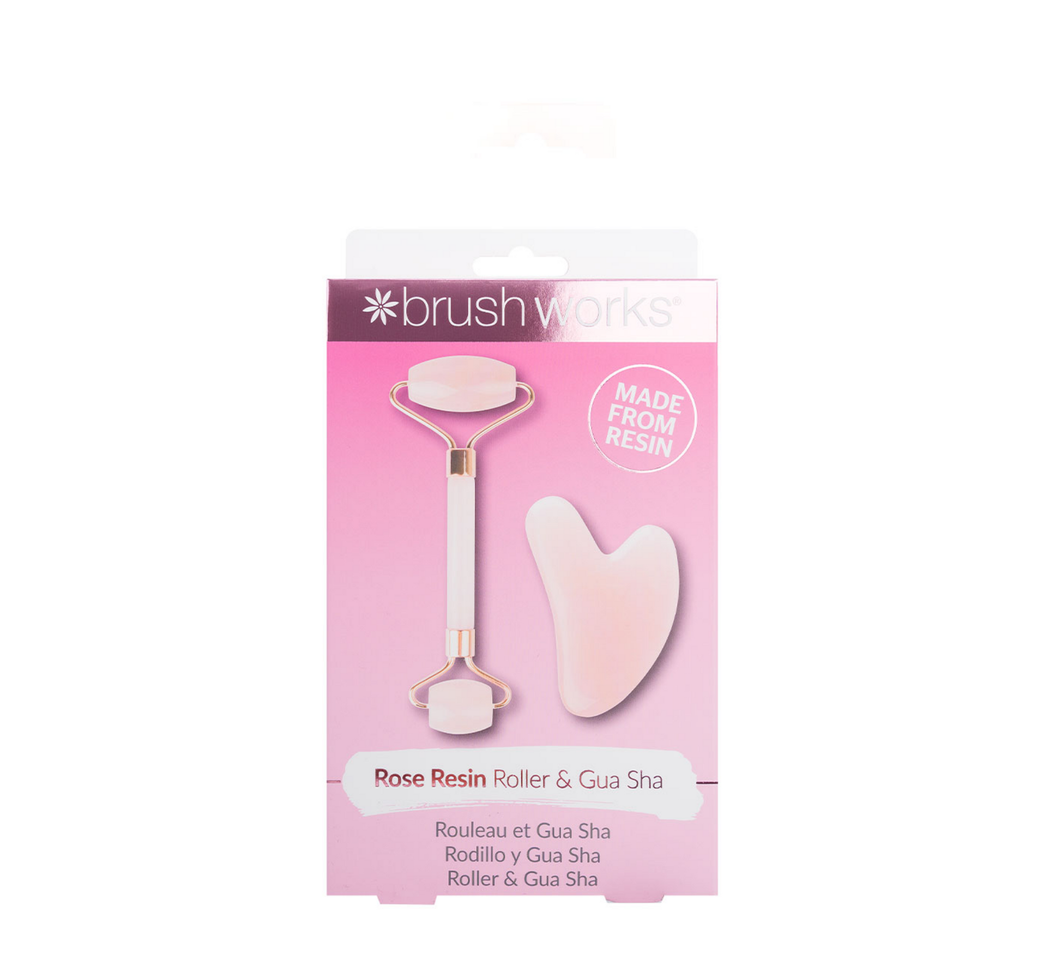 Brushworks Rose Resin Roller & Gua Sha
