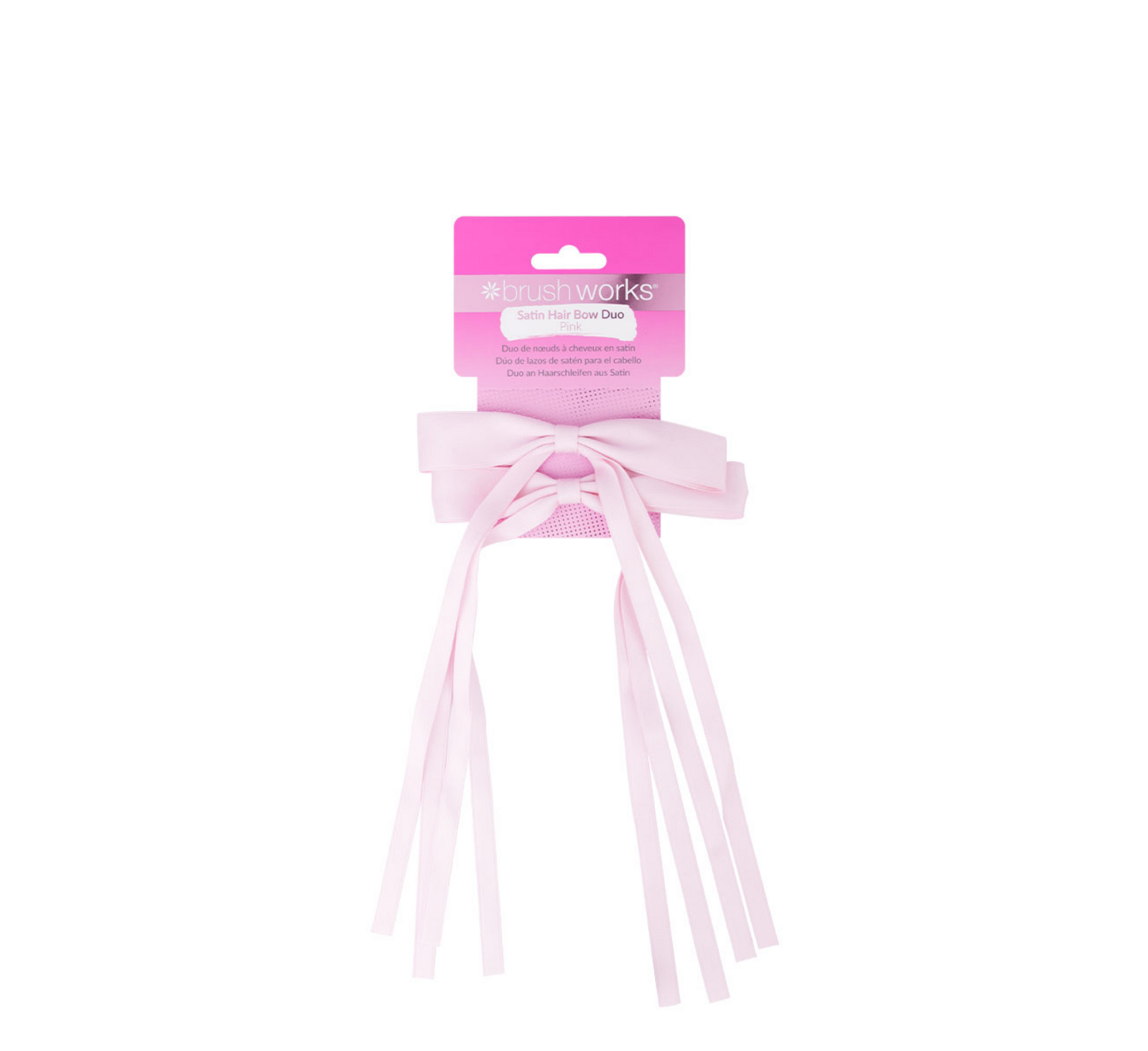 Brushworks Satin Hair Bow Pink Duo