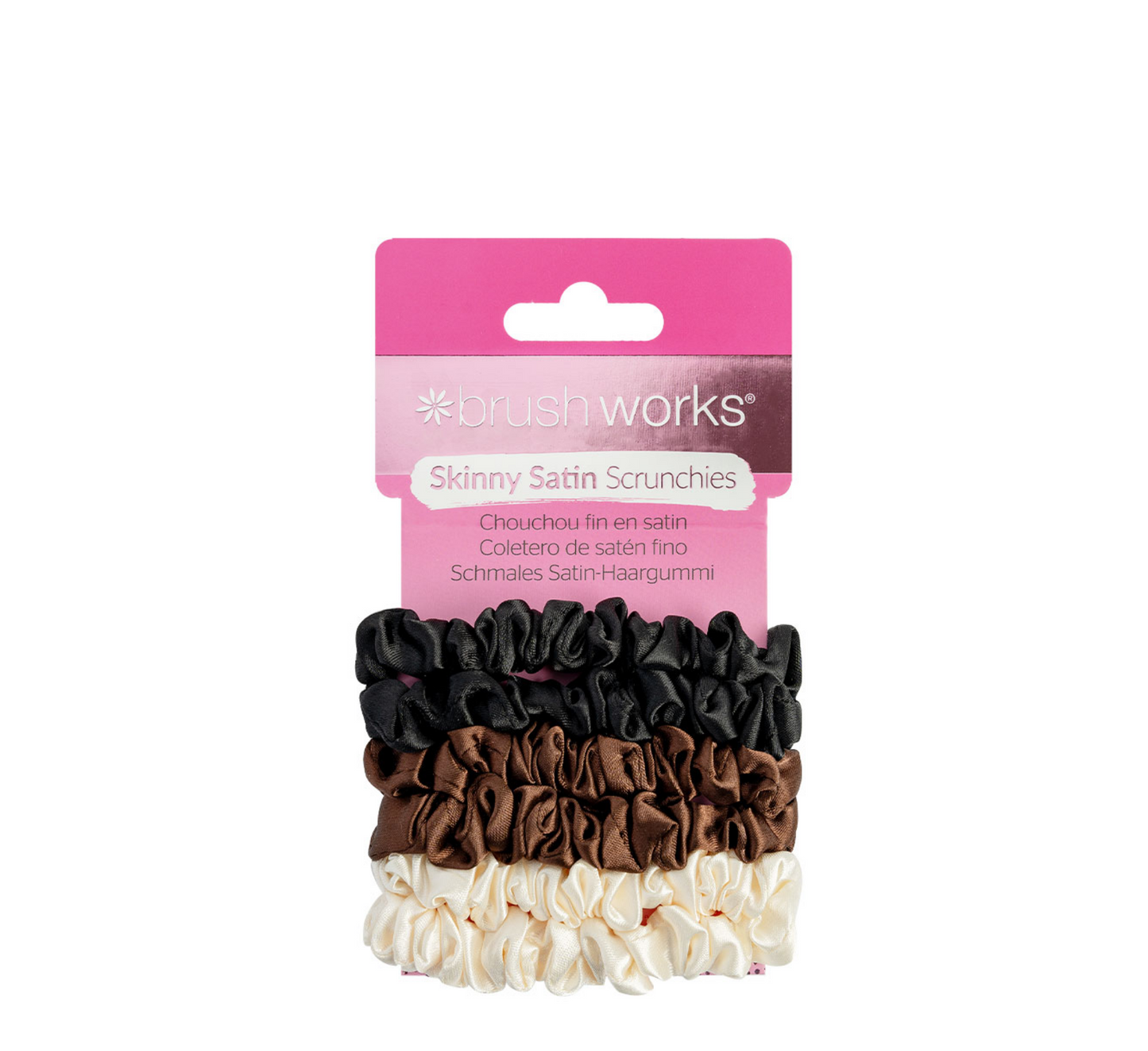 Brushworks Skinny Satin Scrunchies *6 Pack