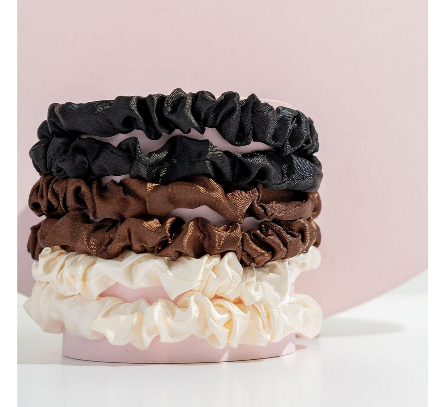 Brushworks Skinny Satin Scrunchies *6 Pack