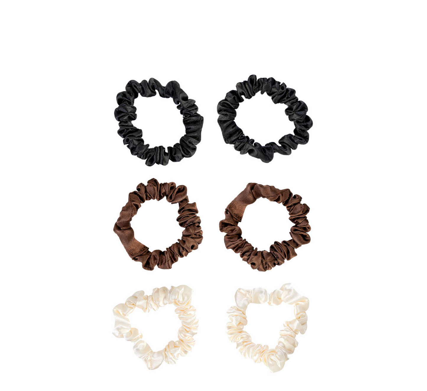 Brushworks Skinny Satin Scrunchies *6 Pack