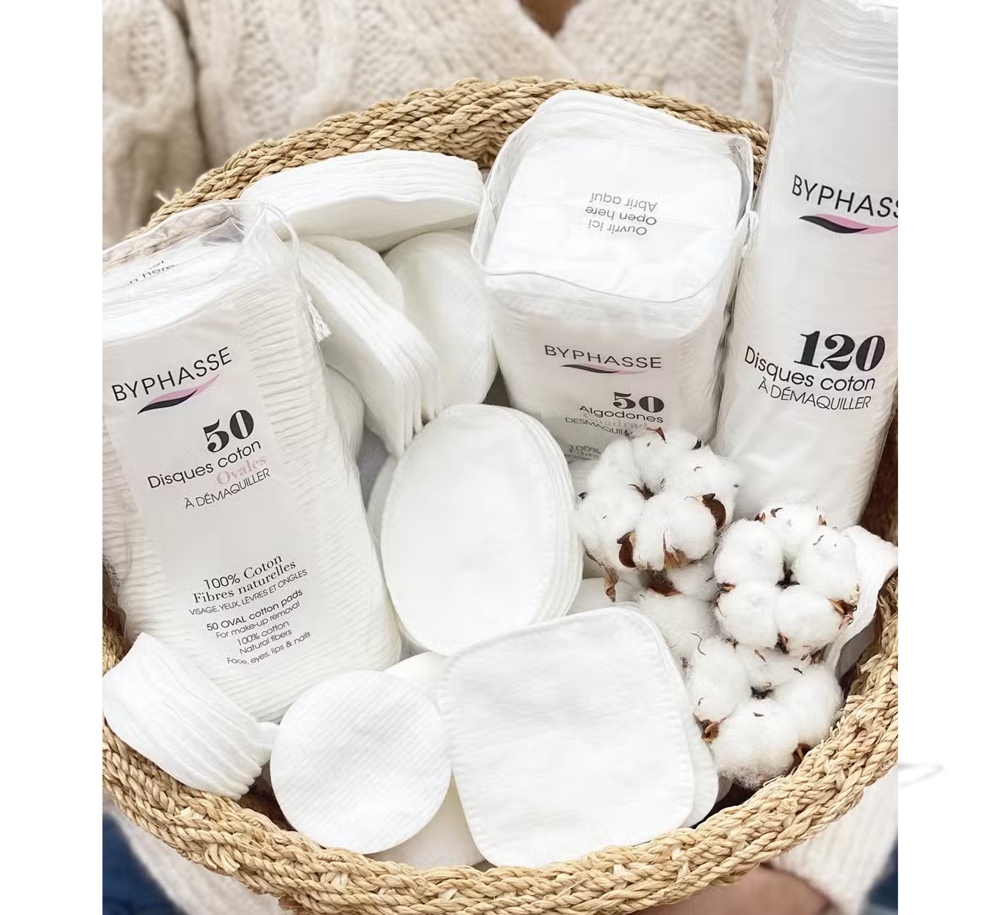 Byphasse Square Cotton Pads for Make-Up Removal *50pcs