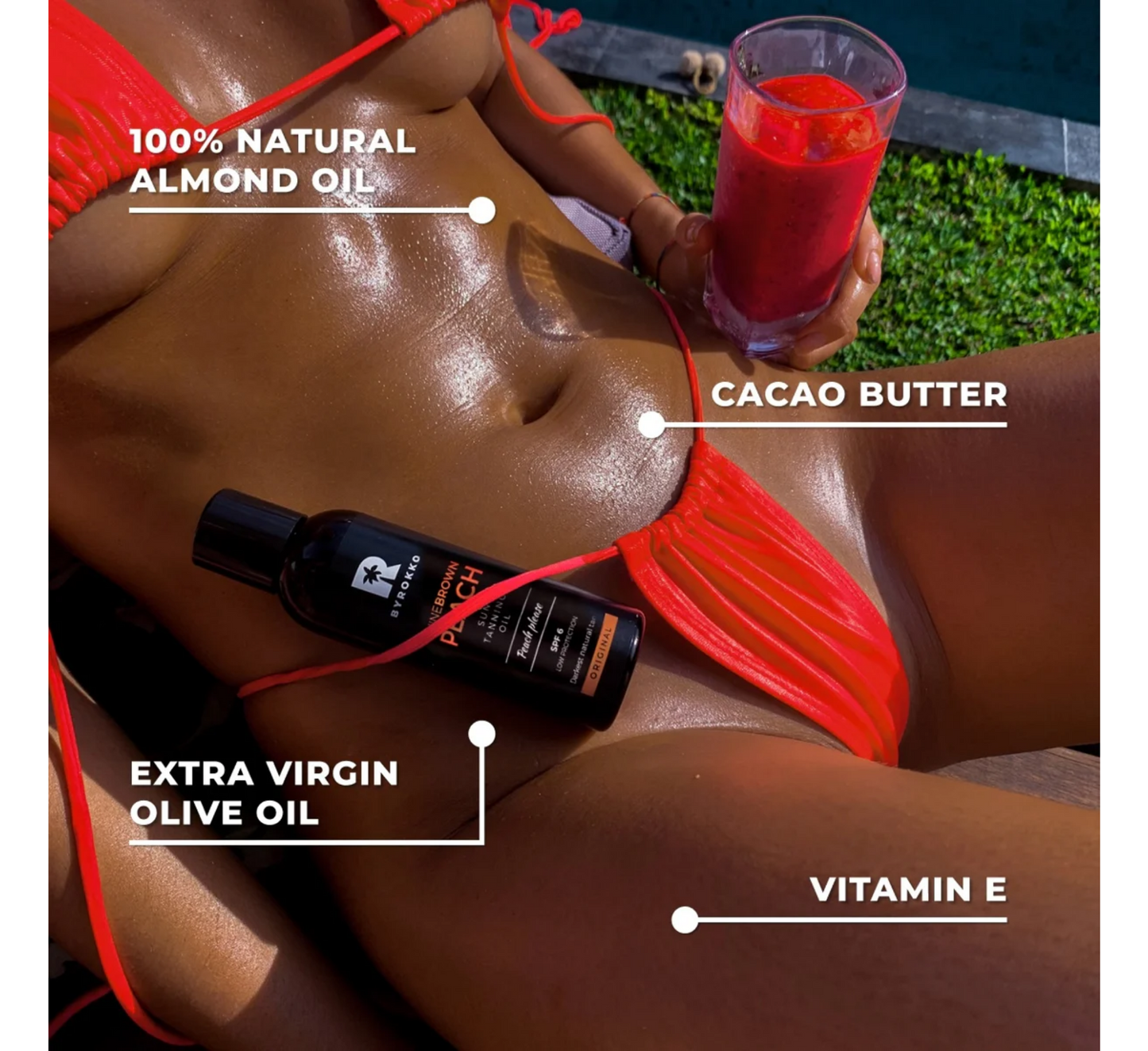 Byrokko Shine Brown Peach Sun Tanning Oil SPF 6 *150ml