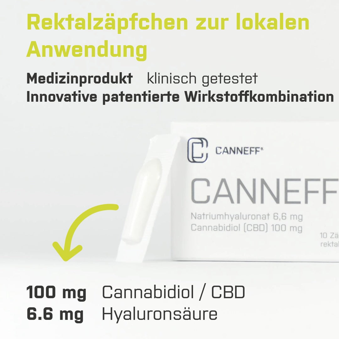 CANNEFF SUP Rectal Suppositories with CBD and Hyaluronic Acid
