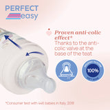 Chicco Perfect Easy Glass Feeding Bottle 150ml Slow Flow 0m+ Silicone, Green