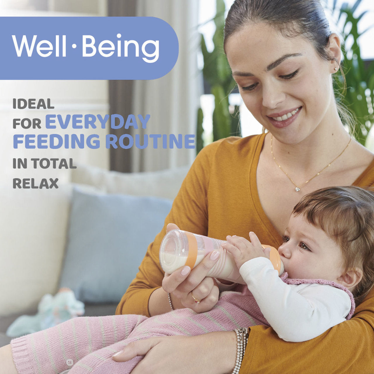Chicco Well-Being Glass Feeding Bottle 240ml Slow Flow 0m+ Silicone, Blue