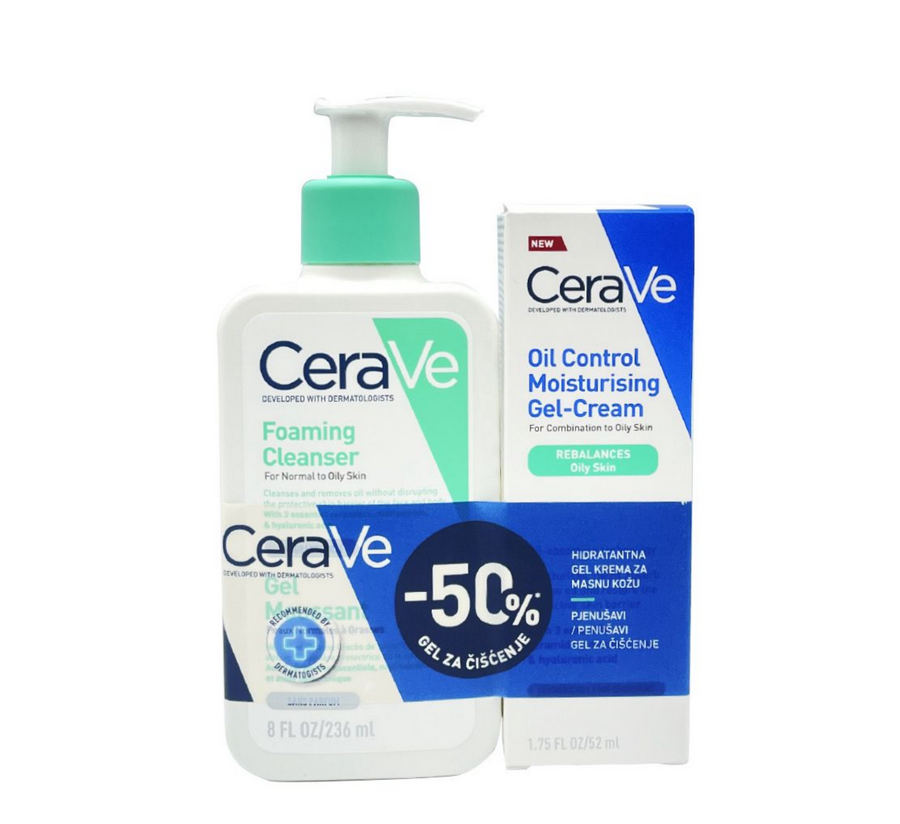 CeraVe Set - Foaming Cleanser (236ml) + Oil Control Moisturising Gel-Cream (52ml)